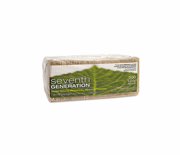 SEV13705 100% Recycled Napkins, One-Ply Luncheon Napkins, 11-1/2 x 13, Natural, 500/Pack By SEVENTH GENERATION