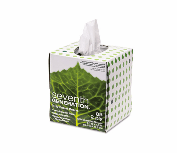 SEV13719 100% Recycled Facial Tissue, 2-Ply, Pop-up Cube Box By SEVENTH GENERATION