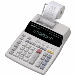 Sharp EL-1801V Desktop 2 color printing calculator with a large 12-digit blue fluorescent display