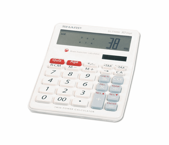 SHRELT100AB EL-T100AB Brain Exerciser Calculator, 10-Digit LCD, Dual Power By SHARP ELECTRONICS