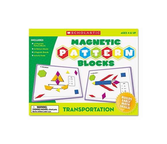 SHS0545119375 Transportation Magnetic Pattern Blocks, Grades K-5 By SCHOLASTIC INC.