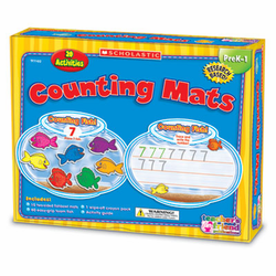 SHSTF7102 Counting Mats Kit, 10 Two-Sided Mats, 60 Foam Fish, Crayons, Grades K-1 By SCHOLASTIC INC.