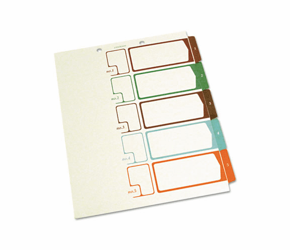 SJPS05175 Table of Contents Index Dividers, 1-5, Multicolor, 11 x 8-1/2 By S&J PAPER
