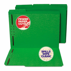 SJPS11544 Water/Cut-Resistant Folder, Two Fasteners, 1/3 Top Tab, Letter, Green, 50/Box By S&J PAPER