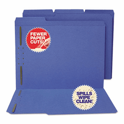 SJPS11546 Water/Cut-Resistant Folder, Two Fasteners, 1/3 Top Tab, Letter, Blue, 50/Box By S&J PAPER