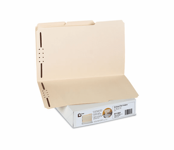 SJPS11581 Antimicrobial Archival Folder, Two Fasteners, 1/3 Top Tab, Legal, Manila, 50/Box By S&J PAPER