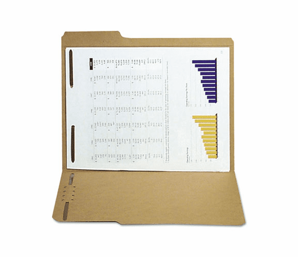 SJPS12541 Reinforced Kraft Folder, Two Fasteners, 1/3 Cut Top Tab, Letter, Brown, 50/Box By S&J PAPER