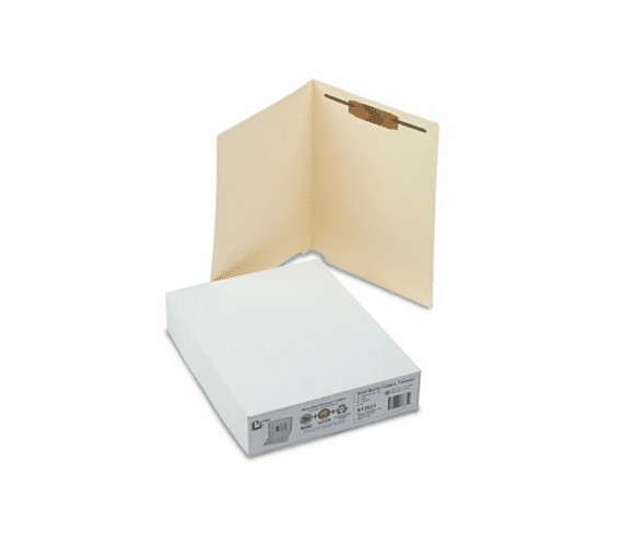 SJPS13631 Water/Paper Cut-Resistant Folder, One Fastener, End Tab, Letter, Manila, 50/Box By S&J PAPER