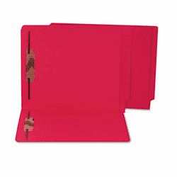 SJPS13643 Water/Paper Cut-Resistant End Tab Folders, Two Fasteners, Letter, Red, 50/Box By S&J PAPER