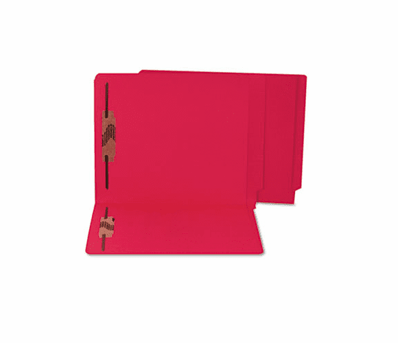 SJPS13643 Water/Paper Cut-Resistant End Tab Folders, Two Fasteners, Letter, Red, 50/Box By S&J PAPER