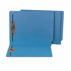SJPS13646 Water/Paper Cut-Resistant End Tab Folders, Two Fasteners, Letter, Blue, 50/Box By S&J PAPER