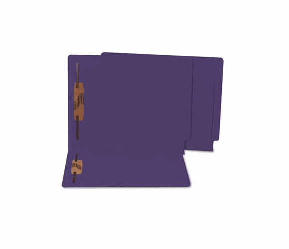 SJPS13649 Water/Paper Cut-Resistant End Tab Folders, Two Fasteners, Letter, Purple, 50/Box By S&J PAPER