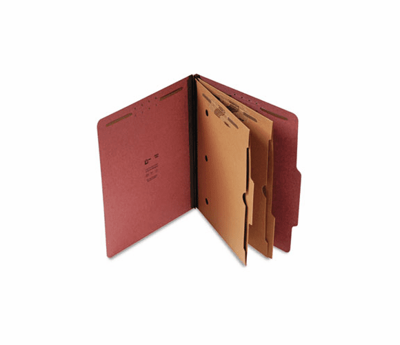 SJPS60447 Pressboard Classification Folder with Pockets, Letter, Six-Section, Red, 15/Box By S&J PAPER