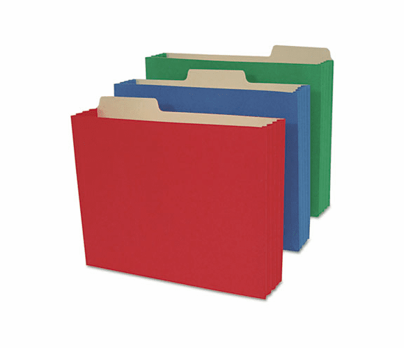 SJPS75234 File Cabinet Pocket, 1/3 Cut Tab, 3 1/2" Exp, Letter, Assorted, 5/PK By S&J PAPER