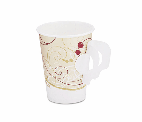SLO378HSMSYM Hot Cups, w/Paper Handle, Symphony Design, 8 oz., Beige By SOLO CUPS