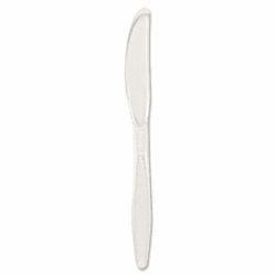 SLOGDC6KN0090 Guildware Heavyweight Plastic Cutlery, Knives, Clear, 1000/Carton By SOLO CUPS