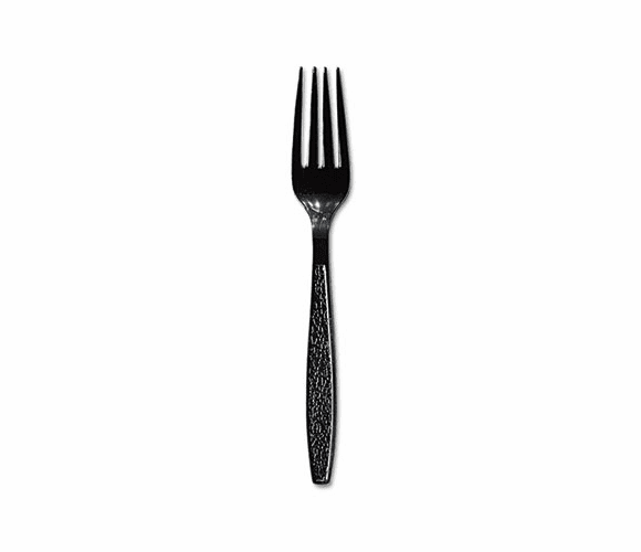 SLOGDR5FK Guildware Heavyweight Plastic Forks, Black, 1000/Carton By SOLO CUPS