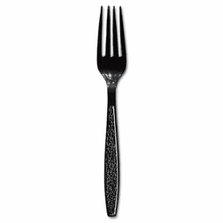 SLOGDR5FK Guildware Heavyweight Plastic Forks, Black, 1000/Carton By SOLO CUPS