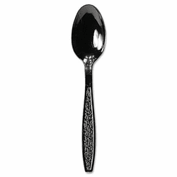 SLOGDR7TS Guildware Heavyweight Plastic Teaspoons, Black, 1000/Carton By SOLO CUPS
