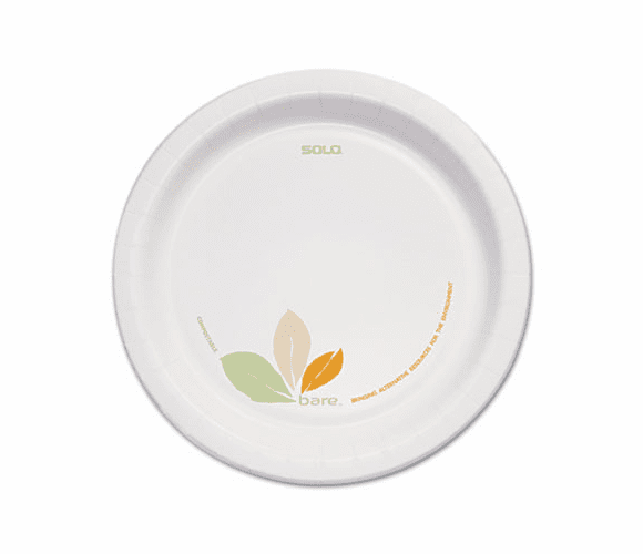 SLOOFMP9J7234 Bare Paper Dinnerware, 8.5" Plate, Green/Tan, 250/Carton By SOLO CUPS