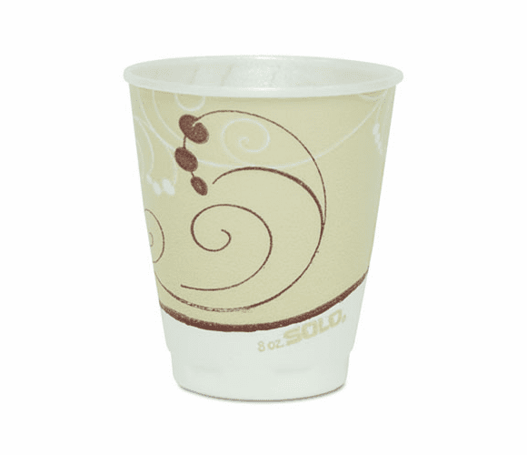 SLOX8SYMPK Symphony Design Trophy Foam Hot/Cold Drink Cups, 8 oz., Beige, 100/Pack By SOLO CUPS