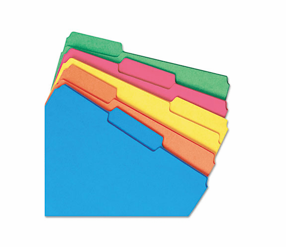 SMD10229 Interior File Folders, 1/3 Cut Top Tab, Letter, Assorted, 100/Box By SMEAD MANUFACTURING CO.