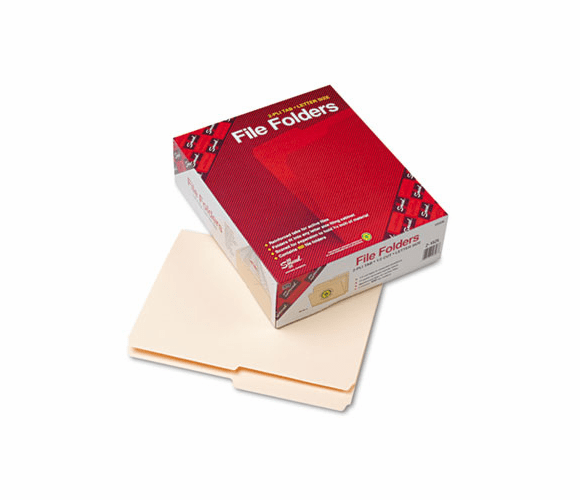 SMD10326 Folders, 1/2 Cut Assorted, Reinforced Top Tab, Letter, Manila, 100/Box By SMEAD MANUFACTURING CO.