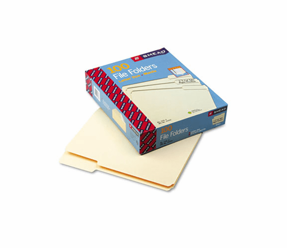 SMD10333 File Folders, 1/3 Cut Third Position, One-Ply Top Tab, Letter, Manila, 100/Box By SMEAD MANUFACTURING CO.