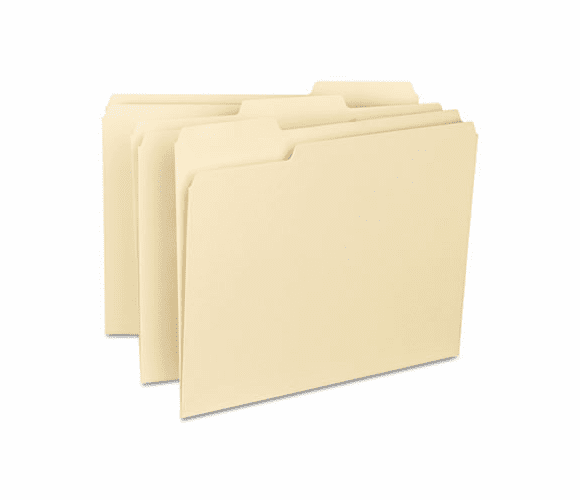 SMD10334 File Folders, 1/3 Cut Assorted, Reinforced Top Tab, Letter, Manila, 100/Box By SMEAD MANUFACTURING CO.