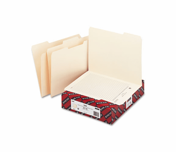 SMD10344 Viewable Label File Folders, 11 pt. Manila, 1/3 Cut, Letter, 100/Box By SMEAD MANUFACTURING CO.