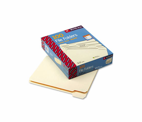 SMD10350 File Folders, 1/5 Cut, One-Ply Top Tab, Letter, Manila, 100/Box By SMEAD MANUFACTURING CO.