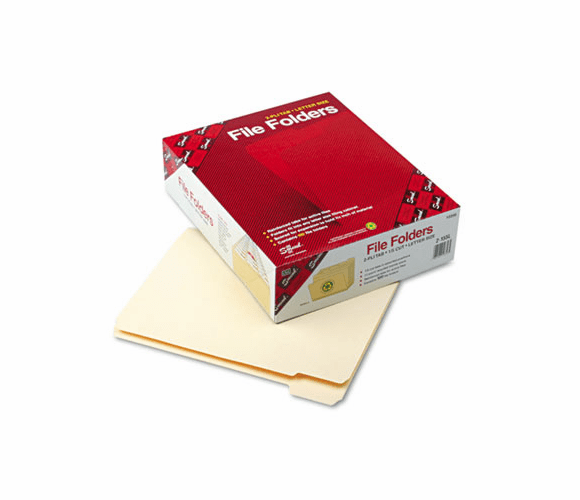 SMD10356 File Folders, 1/5 Cut, Reinforced Top Tab, Letter, Manila, 100/Box By SMEAD MANUFACTURING CO.