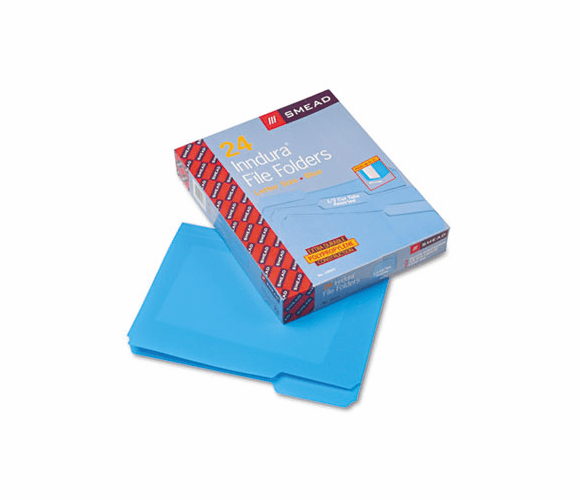 SMD10503 Waterproof Poly File Folders, 1/3 Cut Top Tab, Letter, Blue, 24/Box By SMEAD MANUFACTURING CO.