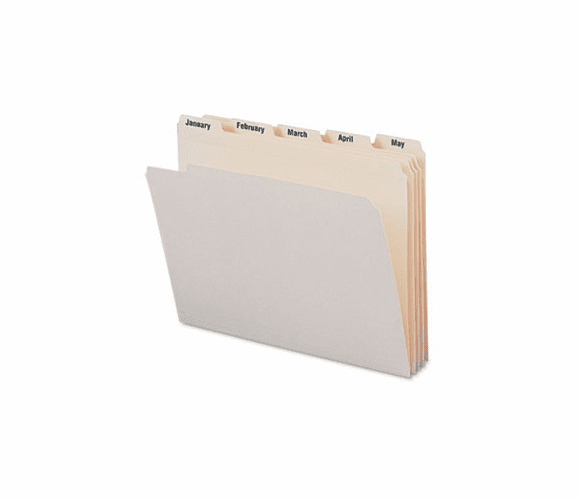 SMD11765 Indexed File Folders, 1/5 Cut, Indexed Jan-Dec, Top Tab, Letter, Manila, 12/Set By SMEAD MANUFACTURING CO.