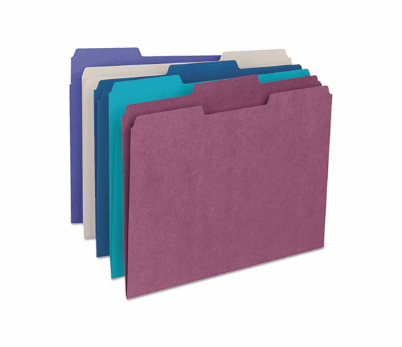 SMD11948 File Folders, 1/3 Cut Top Tab, Letter, Deep Assorted Colors, 100/Box By SMEAD MANUFACTURING CO.