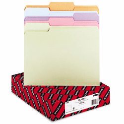 SMD11953 File Folders, 1/3 Cut Top Tab, Letter, Assorted Colors, 100/Box By SMEAD MANUFACTURING CO.
