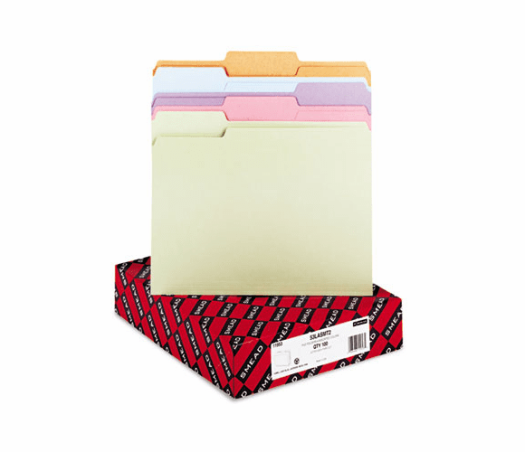 SMD11953 File Folders, 1/3 Cut Top Tab, Letter, Assorted Colors, 100/Box By SMEAD MANUFACTURING CO.