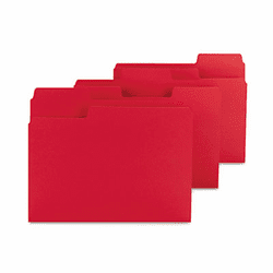 SMD11983 SuperTab Colored File Folders, 1/3 Cut, Letter, Red, 100/Box By SMEAD MANUFACTURING CO.
