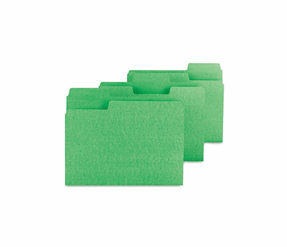 SMD11985 SuperTab Colored File Folders, 1/3 Cut, Letter, Green, 100/Box By SMEAD MANUFACTURING CO.