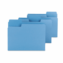 SMD11986 SuperTab Colored File Folders, 1/3 Cut, Letter, Blue, 100/Box By SMEAD MANUFACTURING CO.