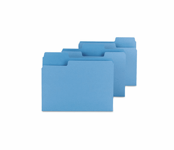 SMD11986 SuperTab Colored File Folders, 1/3 Cut, Letter, Blue, 100/Box By SMEAD MANUFACTURING CO.