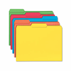 SMD11993 File Folders, 1/3 Cut, Reinforced Top Tab, Letter, Assorted, 100/Box By SMEAD MANUFACTURING CO.