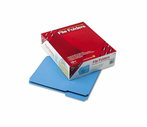 SMD12034 File Folders, 1/3 Cut, Reinforced Top Tab, Letter, Blue, 100/Box By SMEAD MANUFACTURING CO.