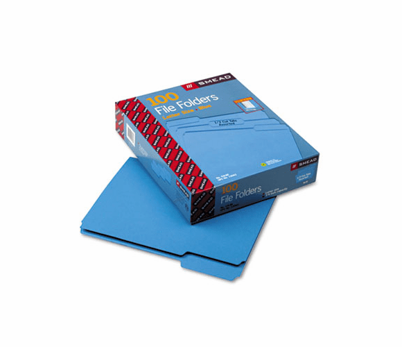SMD12043 File Folders, 1/3 Cut Top Tab, Letter, Blue, 100/Box By SMEAD MANUFACTURING CO.