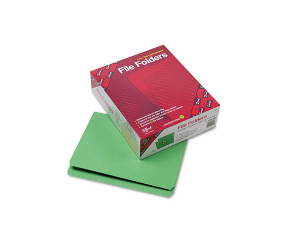 SMD12110 File Folders, Straight Cut, Reinforced Top Tab, Letter, Green, 100/Box By SMEAD MANUFACTURING CO.