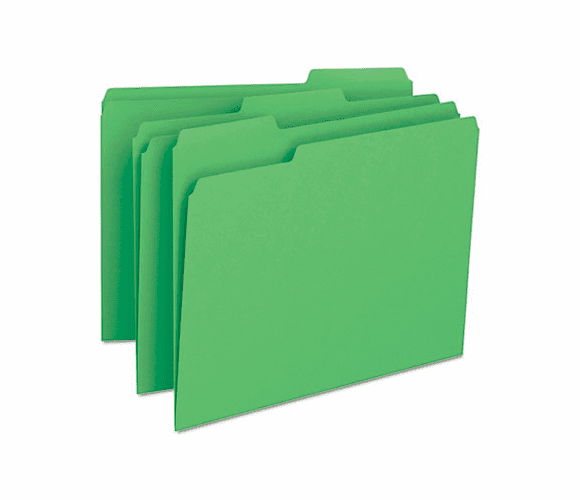 SMD12143 File Folders, 1/3 Cut Top Tab, Letter, Green, 100/Box By SMEAD MANUFACTURING CO.