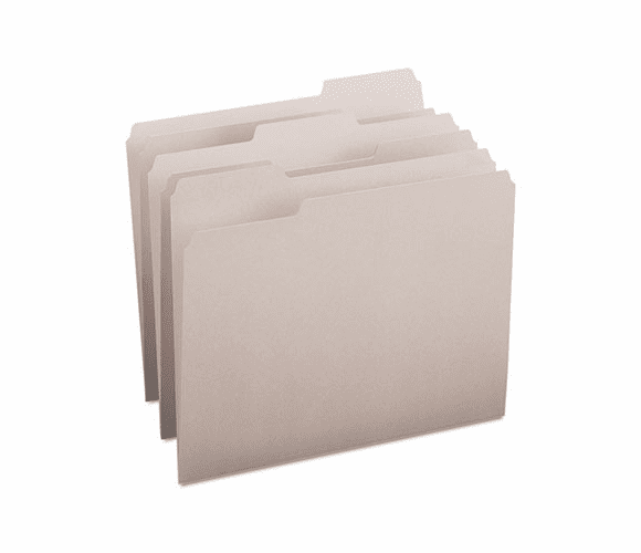 SMD12343 File Folders, 1/3 Cut Top Tab, Letter, Gray, 100/Box By SMEAD MANUFACTURING CO.