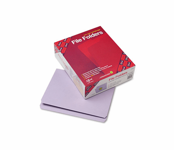 SMD12410 File Folders, Straight Cut, Reinforced Top Tab, Letter, Lavender, 100/Box By SMEAD MANUFACTURING CO.