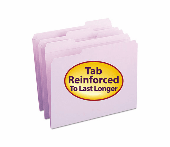 SMD12434 File Folders, 1/3 Cut, Reinforced Top Tab, Letter, Lavender, 100/Box By SMEAD MANUFACTURING CO.