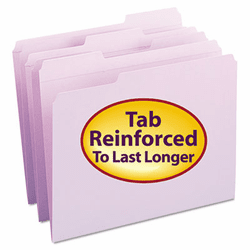 SMD12434 File Folders, 1/3 Cut, Reinforced Top Tab, Letter, Lavender, 100/Box By SMEAD MANUFACTURING CO.